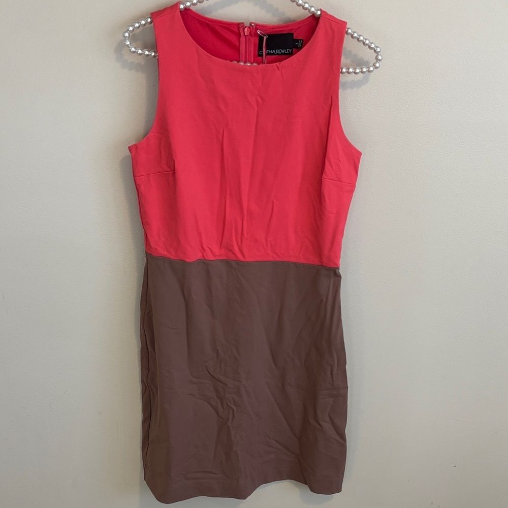 NEW Cynthia Rowley size small Coral and Taupe colorblock Dress